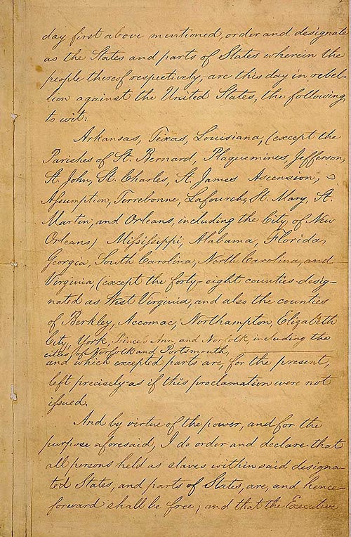 Manuscript of the Final Emancipation Proclamation, Page 3